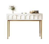 Nordara Console Table with Drawers for Hallway, Metal Frame Side Table in White Nordara White