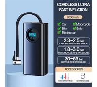 Nordara Cordless Car Tyre Inflator, USB Rechargeable Air Pump Compressor in Black Nordara Black