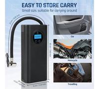 Nordara Cordless USB Rechargeable Digital Car Tyre Inflator Air Compressor in Black Nordara Black
