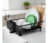 Nordara Dish Drainer Rack Cup Plate Holder With 360 Drip Tray in Black | Size: 0.6m2 Nordara Black 0.6m2