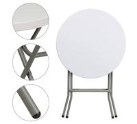 Nordara Folding Round Table Portable Trestle Camping Picnic Party BBQ Market in White Nordara White