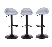 Nordara Grey-3x Bar Stools Faux Leather Kitchen Low Back in Grey Nordara Grey