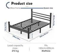 Nordara Heavy Duty Bed Frames with Headboard & Footboard 5FT Metal Platform in Black | Size: King Nordara Black King