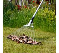 Nordara High Quality Metal Telescopic Garden Rake for Leaves & Lawn in Silver Nordara Silver