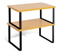 Nordara Kitchen Cupboard Shelf Organiser Stackable Natural & Black Set of 2 Nordara Natural