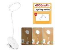 Nordara LED USB Rechargeable Clamp Clip On Desk Light Bed Read Table Lamp in White Nordara White