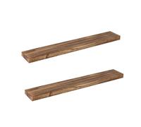 Nordara Levede Large Linear Wooden Floating Wall Shelves 2/4PC Set Organiser in Brown | Size: 100 cm x 60 cm Nordara Brown 100 cm x 60 cm