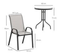 Nordara Light Grey 3 Pieces Bistro Set, Garden Furniture Set | Size: 100 cm x 100 cm Nordara Light Grey 100 cm x 100 cm