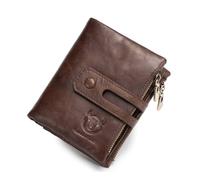 Nordara Men's Retro Genuine Leather RFID Blocking Bifold Wallet with Zip Coin Pocket in Brown Nordara Brown One Size