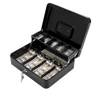 Nordara Metal Cash Box Lockable, Money Coin & Note Security Box with Lock in Black Nordara Black
