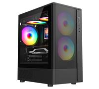 Nordara Micro ATX Gaming PC Case Tempered Glass Panel 3×ARGB Fans in Black Nordara Black