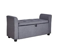 Nordara Navy Velvet Ottoman Storage Box Window Seat Home in Grey | Size: 140 cm x 80 cm Nordara Grey 140 cm x 80 cm