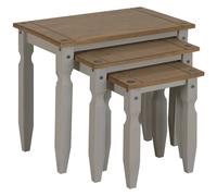 Nordara Nest of Tables Grey Solid Wood Pine Wooden 3 Living Nordara Grey