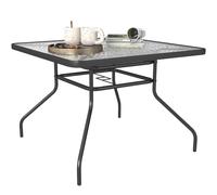 Nordara Outsunny 100cm Square Glass Top Patio Table Garden Dining Table in Black | Size: 100 cm x 100 cm Nordara Black 100 cm x 100 cm
