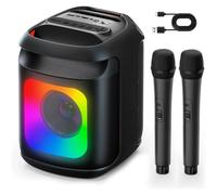 Nordara Portable Karaoke Machine 2 Wireless Microphones Bluetooth Speaker in Black | Size: 100 cm x 15 cm Nordara Black 100 cm x 15 cm