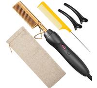 Nordara Professional Electric Hot Press Comb Hair Straightener Portable in Black