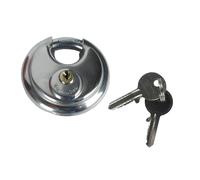 Nordara Round Discus Padlock Stainless Steel 70mm Heavy Duty 2 Keys in Silver Nordara Silver
