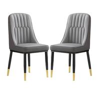 Nordara Set of 2 Dining Chairs Faux Leather Padded Metal Legs Kitchen Home in Grey Nordara Grey