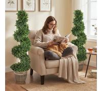 Nordara Set of 2 Potted Artificial Plants Spiral Cypress Topiary Trees in Green Nordara Green