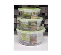 Nordara Set of 3 Sizes Airtight Round Food Containers in Green | Size: 0.6m2 Nordara Green 0.6m2