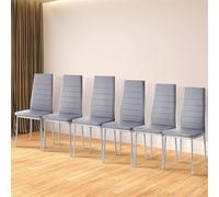 Nordara Set of 6 Grey Dining Chairs Padded Seat High Back Metal Legs Nordara Grey