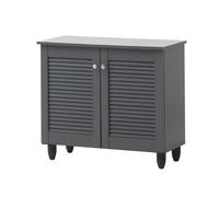 Nordara Shoe Storage Cabinet Wooden 2 Door Grey Organiser Nordara Grey