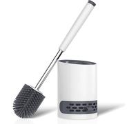 Nordara Silicone Toilet Brush with Holder, Long Handle Removable White Nordara White