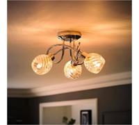 Nordara Silver 3-Way Chrome Swirl Glass Ceiling Light Nordara Silver
