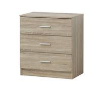 Nordara Sonoma Oak 3 Drawer Chest of Drawers Bedside Cabinet in Light Oak Nordara Light Oak