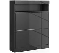 Nordara Wall Mounted or Freestanding Shoe Cabinet with 2 Flip Drawers, Black Nordara Black