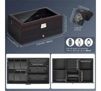 Nordara Watch Jewellery Box Organiser Watch Case Sunglasses Storage Case in Black | Size: 18 inches Nordara Black 18 inches