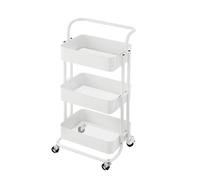 Nordara White 3 Tier Shelf Kitchen Storage Trolley Cart Rack Tray w/ Wheels Nordara White