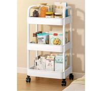 Nordara White 3 Tier Storage Trolley Cart Rolling Rack Nordara White