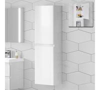 Nordara white Bathroom Tall Storage Cabinet 1400mm Wall Hung Unit Nordara White