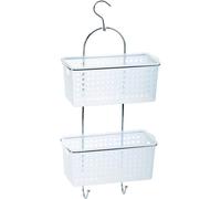 Nordara White Metal Frame Plastic Deep Basket Shower Caddy with Hook Nordara White