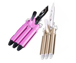 Nordara Women's Pink 3 Barrel Hair Waver Curler Mermaid Curling Wand Beach Waves Ceramic in Purple | Size: 440g Nordara Purple 440g