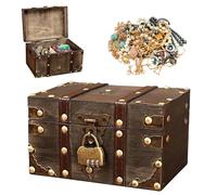 Nordara Wooden Pirate Chest Small Treasure Storage Case Box Organizer in Brown | Size: 1 Pack Nordara Brown 1 Pack