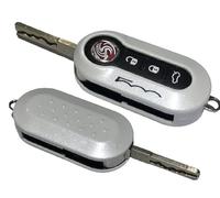 Nordecco Fiat 500 Key Case Cover - Fits 500, 500C, 500L, Abarth, Grande Punto, Brava, Fiat Panda, Stilo, Linea - 3 Button Flip (Pearl White Glitter)