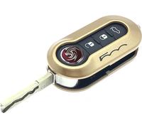 Nordecco Fiat 500 Key Case Cover - Fits 500, 500C, 500L, Abarth, Grande Punto, Brava, Panda, Stilo, Linea - 3 Button Flip (Gold)