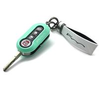 Nordecco Glossy Key Fob Case Compatible with Fiat 500C 500-500L Abarth Grande Punto Brava Panda Stilo Linea (White Key Ring, Mint Green Case)