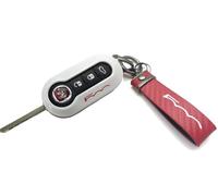 Nordecco Glossy Key Fob Case Compatible with Fiat 500C 500-500L Abarth Grande Punto Brava Panda Stilo Linea (Red Key Ring, White - Red Case)