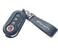 Nordecco Glossy Key Fob Case Compatible with Fiat 500C 500-500L Abarth Grande Punto Brava Panda Stilo Linea (Black Key Ring, Black Case)