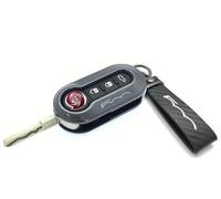 Nordecco Glossy Key Fob Case Compatible with Fiat 500C 500-500L Abarth Grande Punto Brava Panda Stilo Linea (Black Key Ring, Gloss Grey Case)