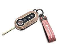 Nordecco Glossy Key Fob Case Compatible with Fiat 500C 500-500L Abarth Grande Punto Brava Panda Stilo Linea (Rose Key Ring, Rose Gold Case)