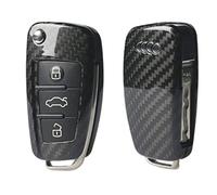 NORDECCO Real Carbon Fibre Protective Shell Case For Audi 3 Button Key Fob Remote Compatible With AUDI A1 TT SLINE 2012-19 A1 A2 A3 A4 A5 Q2 Q3 Q4 Q5 Q6 Q7 SQ7 Q8 RS TTS