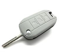 Nordecco Silicone Key Fob Case Cover Fits For Citroen C3 MK3 SX Shine Lounge Dispatch C5 Aircross, Peugeot 208 308 408 508 2008 3008 4008 Traveller 3 Button Key Flip Remote (Grey)