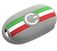 NORDECCO Silicone Star Glaze Glitter Italy Flag Key Fob Protective Cover Fits For Fiat 500e Electric 2022 and Above (Grey)