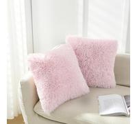 NordECO HOME Luxury Soft Faux Fur Fleece Cushion Cover Pillowcase Decorative Throw Pillows Covers,No Pillow Insert,18" x 18" Inch,Light Pink,2 Pack