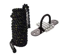 NORDFIT Battle Ropes - 9m, 12m and 15m - 38mm Thickness - Optional Anchor - Black Fitness Ropes - Fitness and Home Gym Equipment (15M Rope + Anchor)