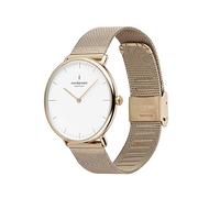 Nordgreen Native Scandinavian 32mm Gold Women's Analog Watch with White Dial and Golden Mesh Strap